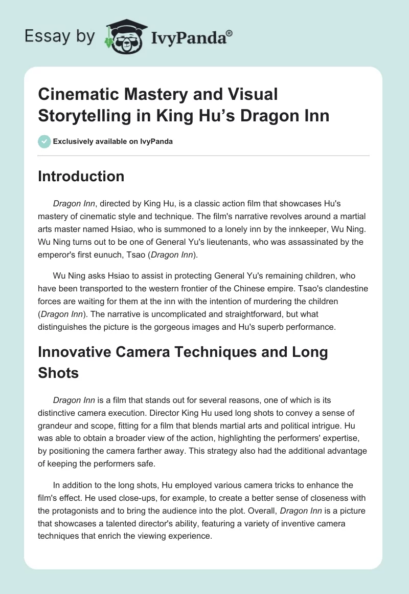 Cinematic Mastery and Visual Storytelling in King Hu’s Dragon Inn. Page 1