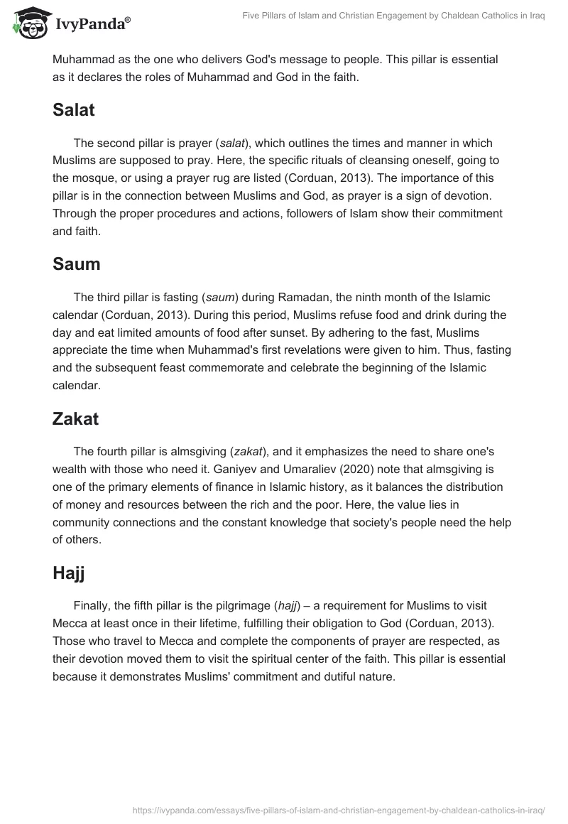 Five Pillars of Islam and Christian Engagement by Chaldean Catholics in Iraq. Page 2