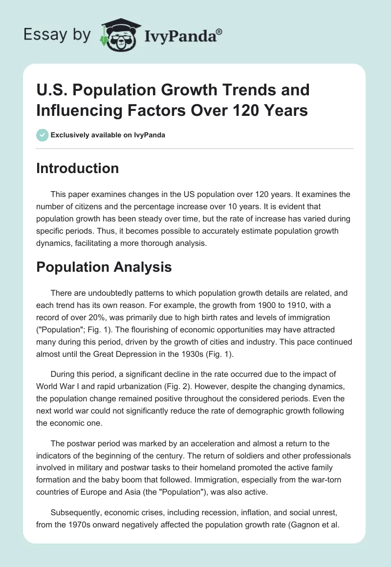 U.S. Population Growth Trends and Influencing Factors Over 120 Years. Page 1