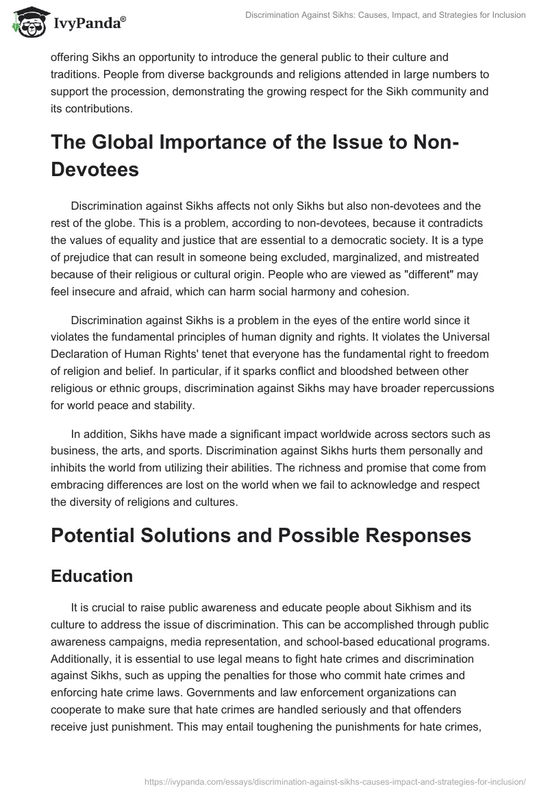 Discrimination Against Sikhs: Causes, Impact, and Strategies for Inclusion. Page 2