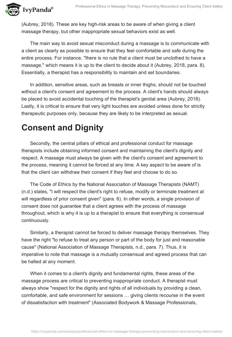 Professional Ethics in Massage Therapy: Preventing Misconduct and Ensuring Client Safety. Page 2