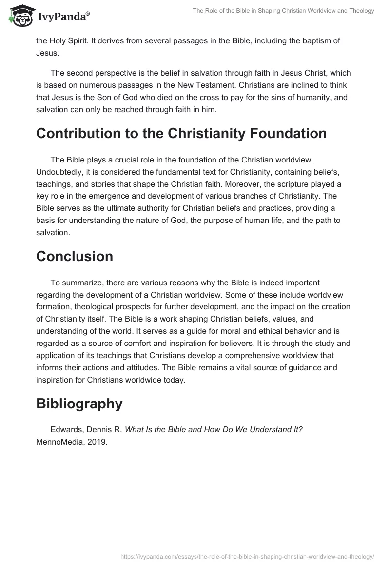 The Role of the Bible in Shaping Christian Worldview and Theology. Page 2