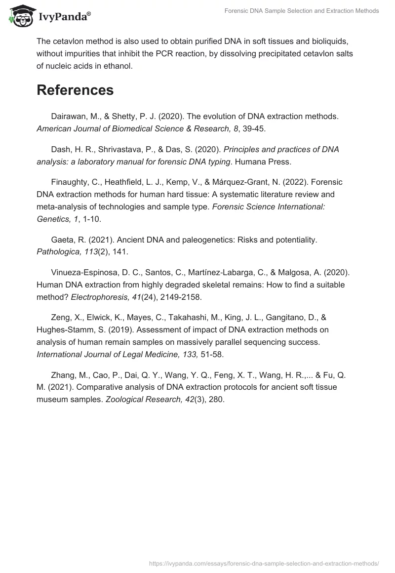 Forensic DNA Sample Selection and Extraction Methods. Page 2