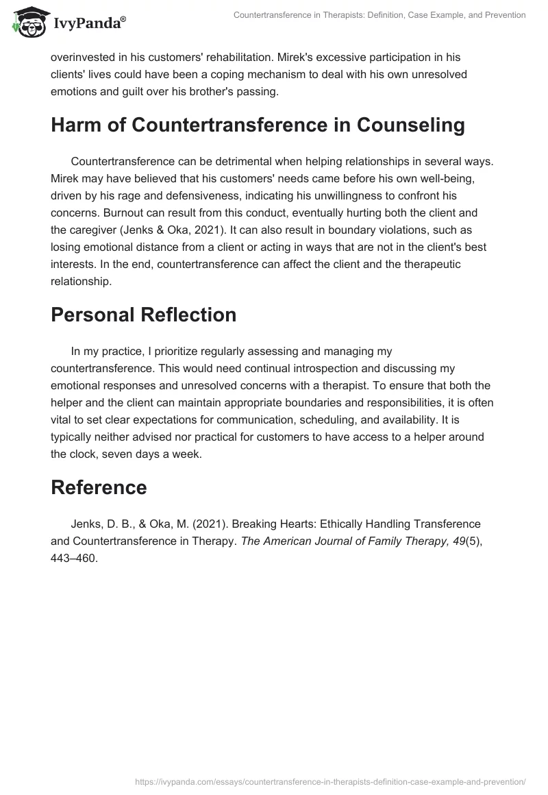 Countertransference in Therapists: Definition, Case Example, and Prevention. Page 2