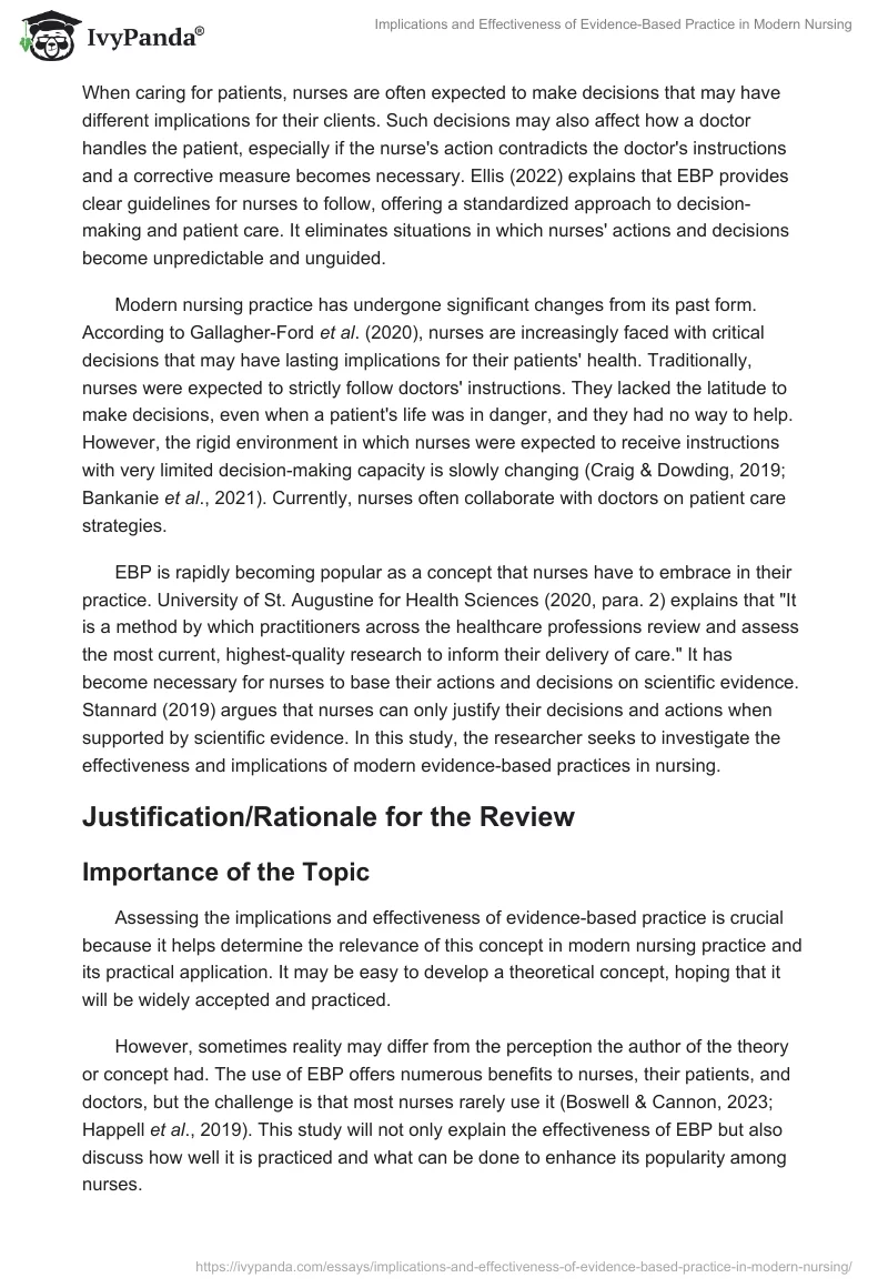 Implications and Effectiveness of Evidence-Based Practice in Modern Nursing. Page 2