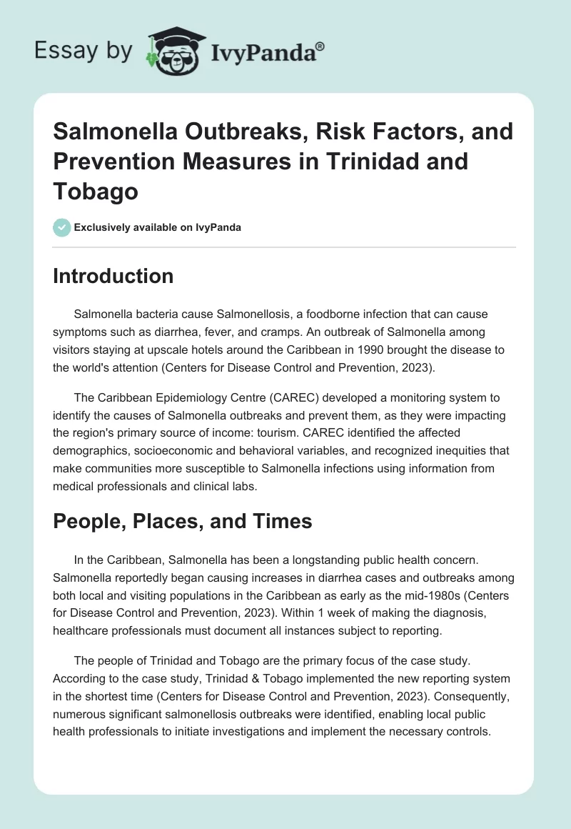 Salmonella Outbreaks, Risk Factors, and Prevention Measures in Trinidad and Tobago. Page 1