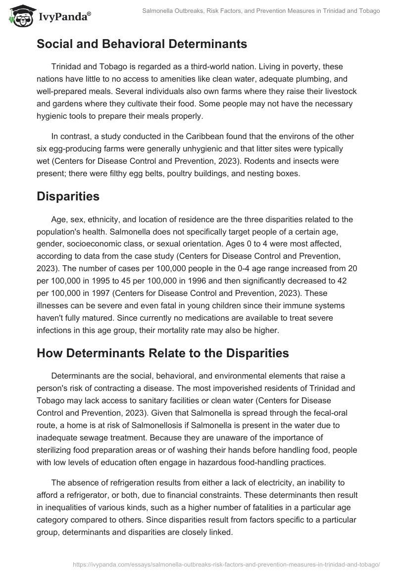 Salmonella Outbreaks, Risk Factors, and Prevention Measures in Trinidad and Tobago. Page 2