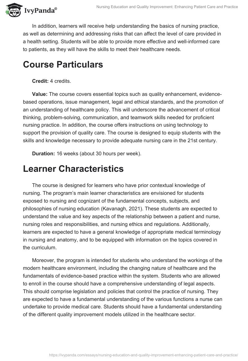 Nursing Education and Quality Improvement: Enhancing Patient Care and Practice. Page 2