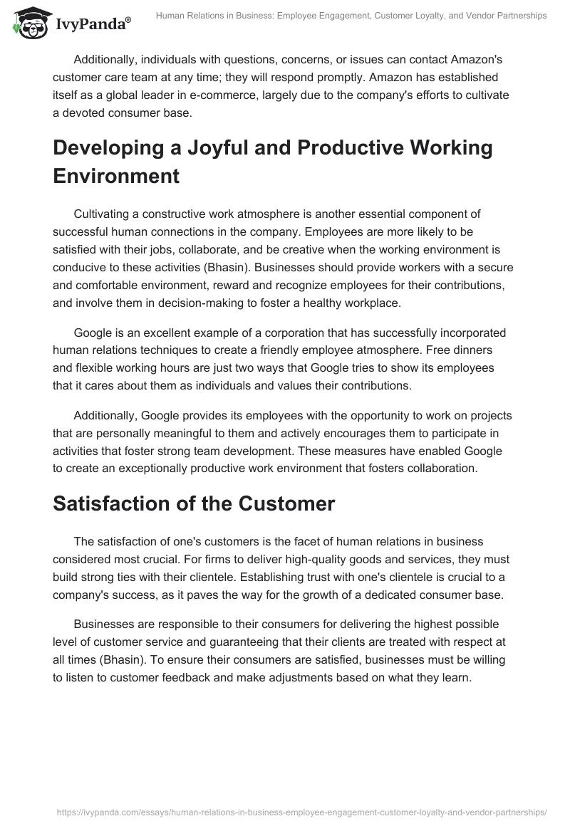 Human Relations in Business: Employee Engagement, Customer Loyalty, and Vendor Partnerships. Page 2