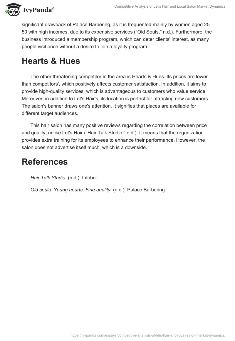 Competitive Analysis of Let's Hair and Local Salon Market Dynamics. Page 2