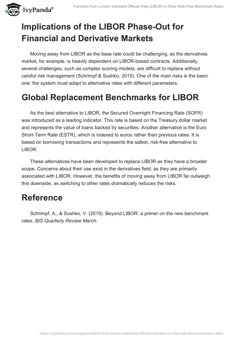 Transition from London Interbank Offered Rate (LIBOR) to Other Risk-Free Benchmark Rates. Page 2