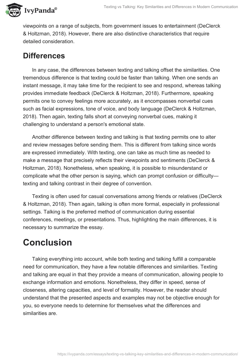 Texting vs Talking: Key Similarities and Differences in Modern Communication. Page 2