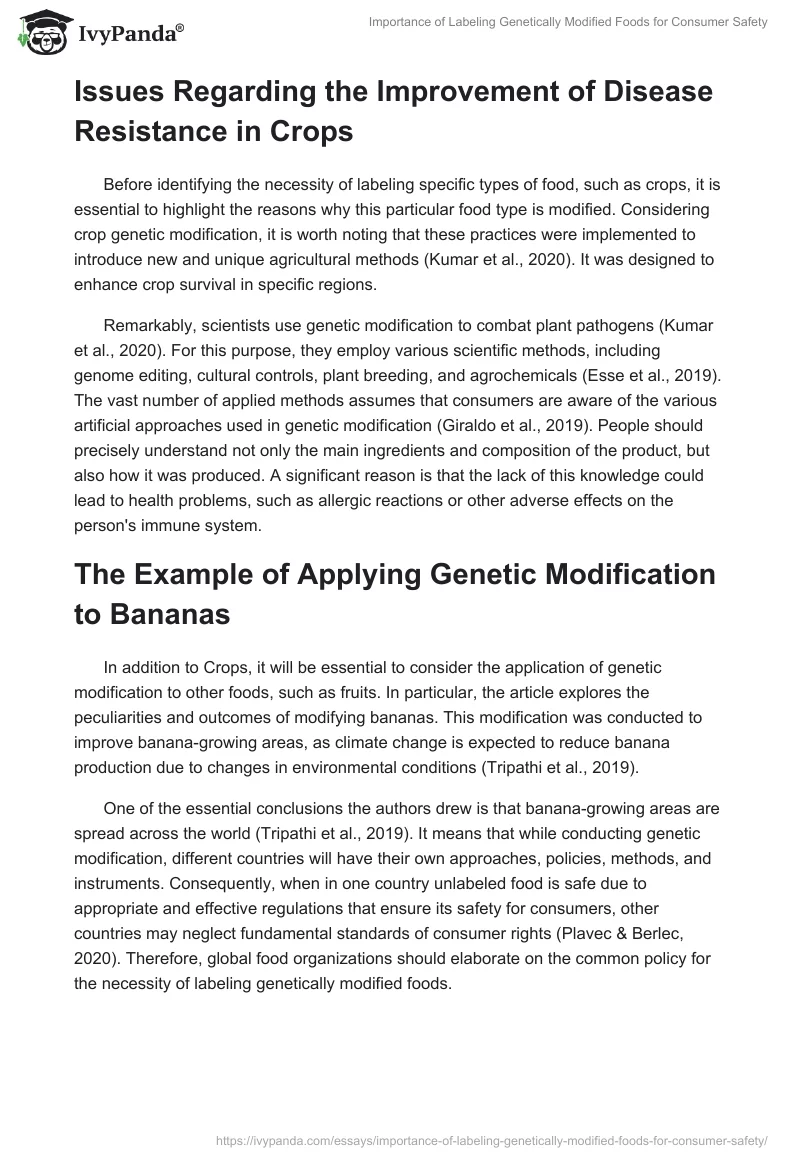 Importance of Labeling Genetically Modified Foods for Consumer Safety. Page 2