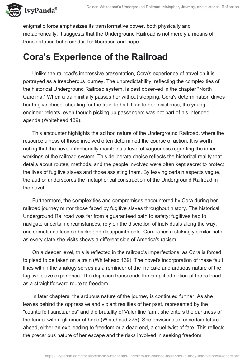 Colson Whitehead’s Underground Railroad: Metaphor, Journey, and Historical Reflection. Page 2