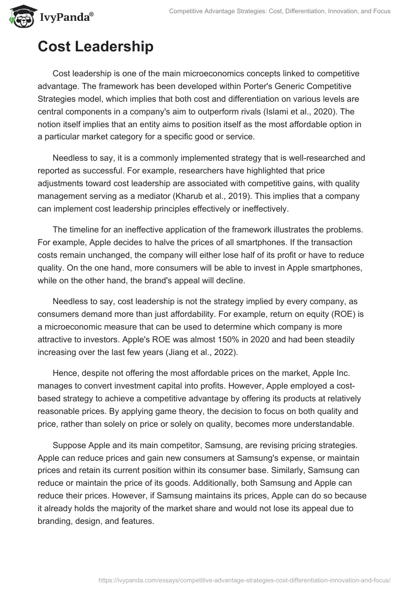 Competitive Advantage Strategies: Cost, Differentiation, Innovation, and Focus. Page 2