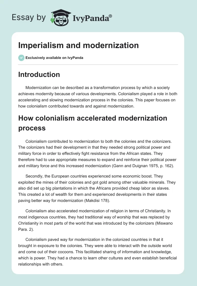 Imperialism and Modernization. Page 1