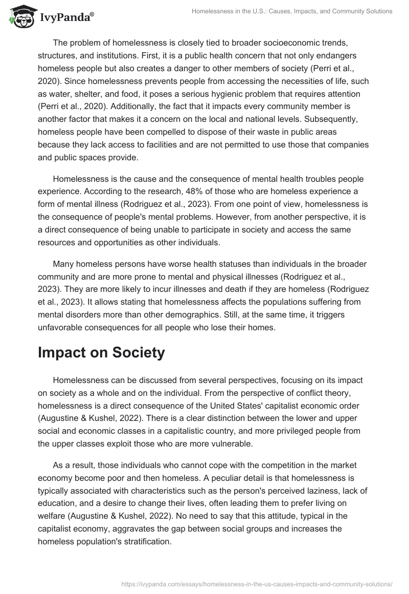 Homelessness in the U.S.: Causes, Impacts, and Community Solutions. Page 2