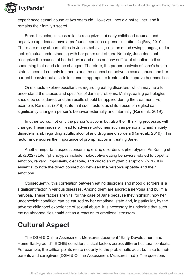 Differential Diagnosis and Treatment Approaches for Mood Swings and Eating Disorders. Page 2