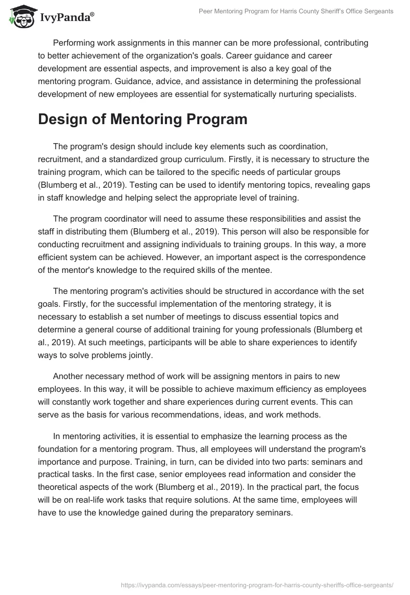 Peer Mentoring Program for Harris County Sheriff’s Office Sergeants. Page 2