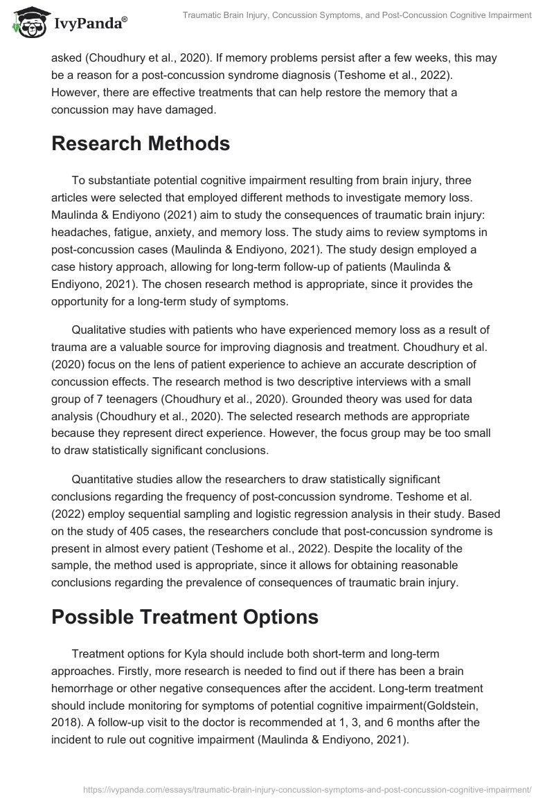 Traumatic Brain Injury, Concussion Symptoms, and Post-Concussion Cognitive Impairment. Page 2