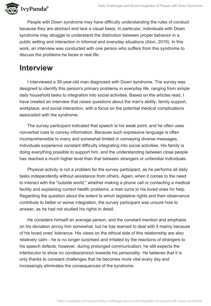 Daily Challenges and Social Integration of People with Down Syndrome. Page 2