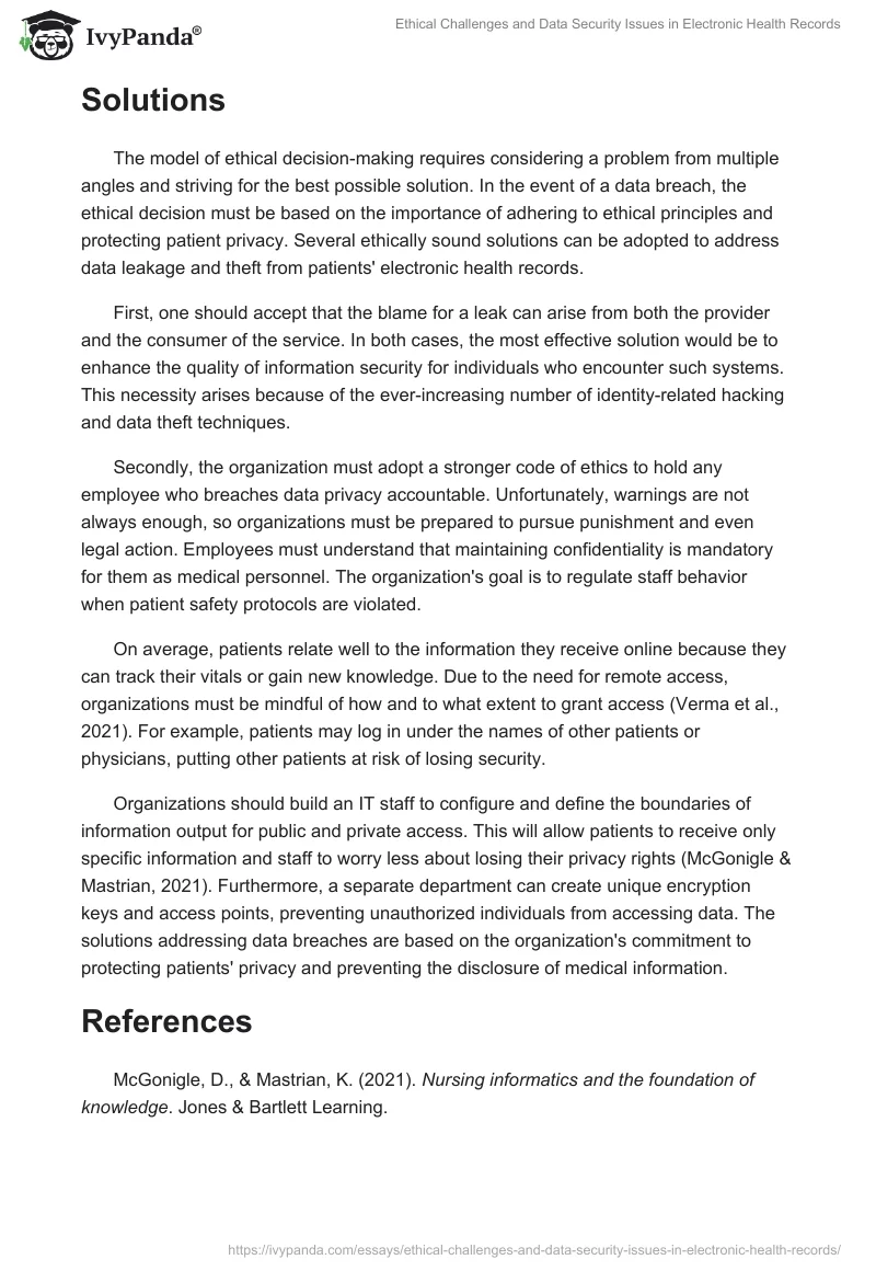 Ethical Challenges and Data Security Issues in Electronic Health Records. Page 2