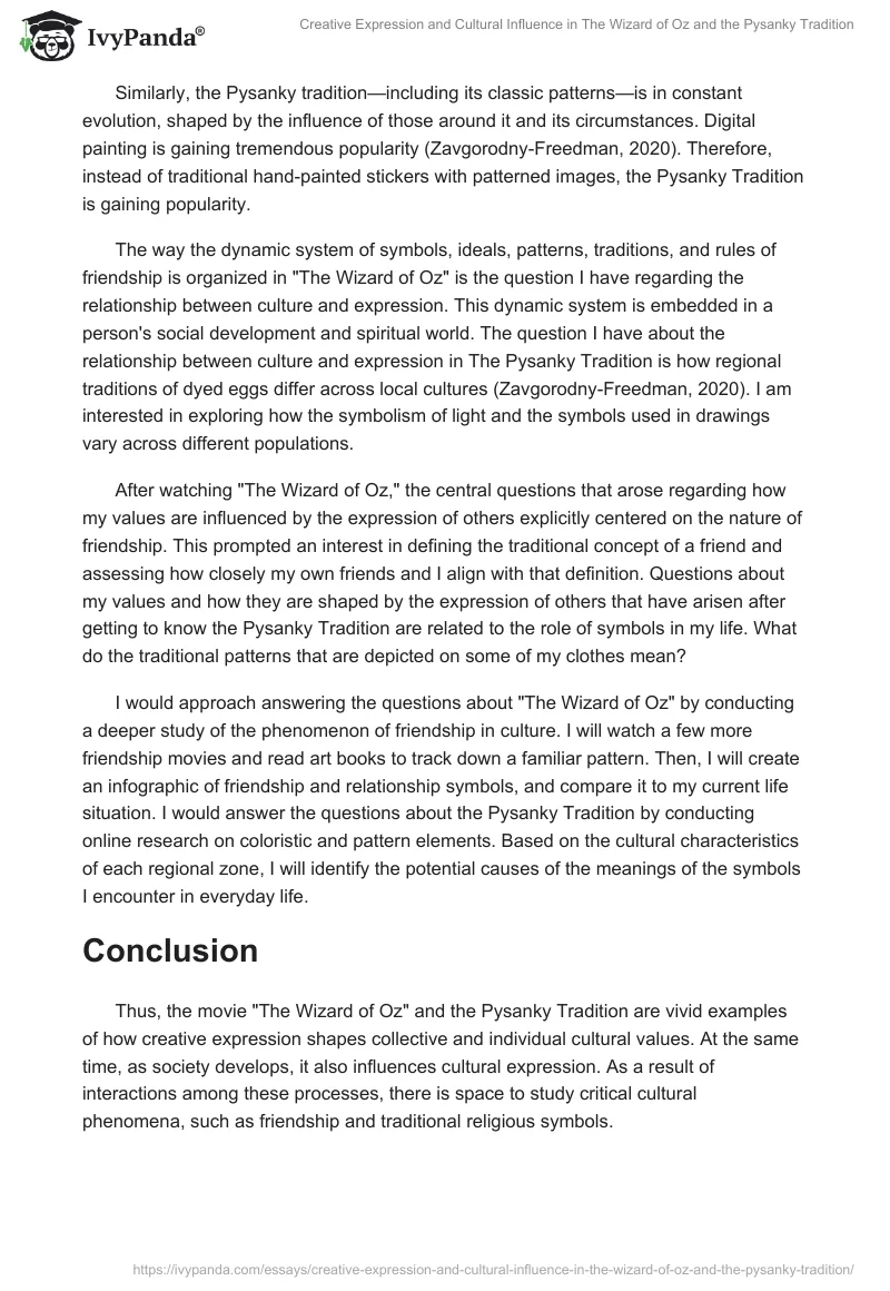 Creative Expression and Cultural Influence in "The Wizard of Oz" and the Pysanky Tradition. Page 2