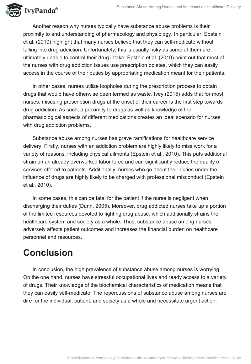 Substance Abuse Among Nurses and Its Impact on Healthcare Delivery. Page 2
