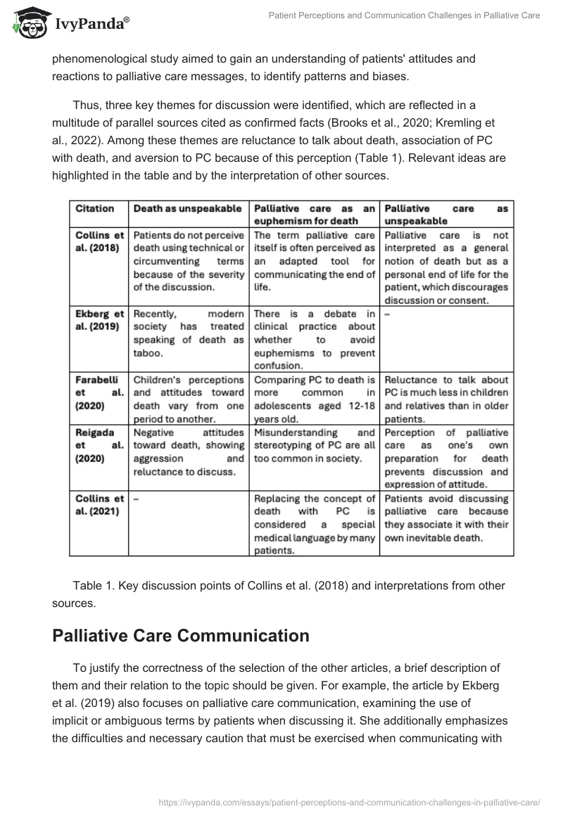 Patient Perceptions and Communication Challenges in Palliative Care. Page 2