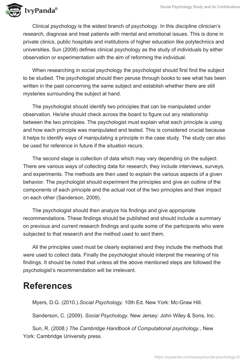 Social Psychology Study and Its Contributions. Page 2