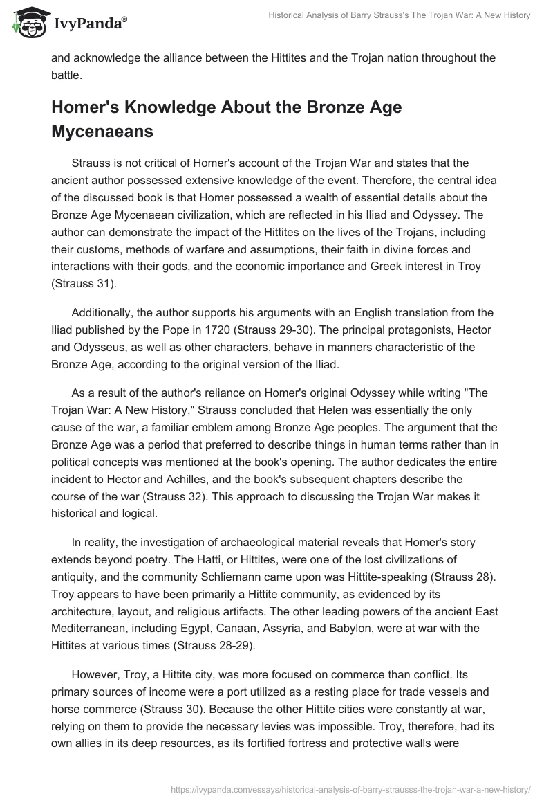 Historical Analysis of Barry Strauss's "The Trojan War: A New History". Page 2