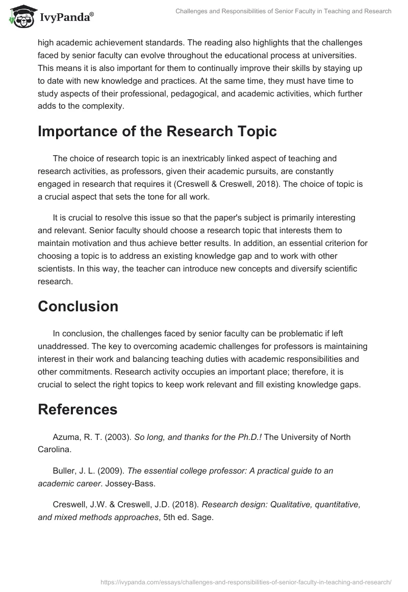 Challenges and Responsibilities of Senior Faculty in Teaching and Research. Page 2