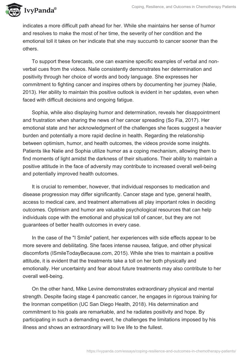 Coping, Resilience, and Outcomes in Chemotherapy Patients. Page 2