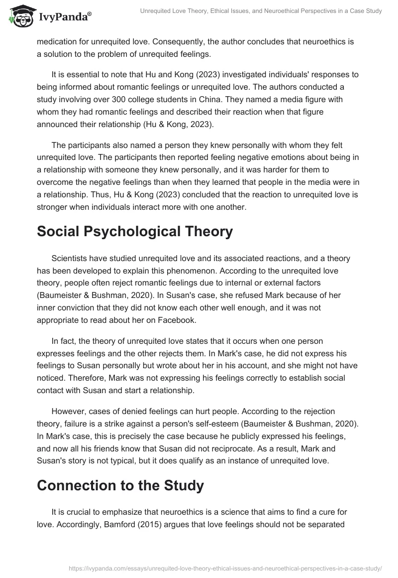 Unrequited Love Theory, Ethical Issues, and Neuroethical Perspectives in a Case Study. Page 2