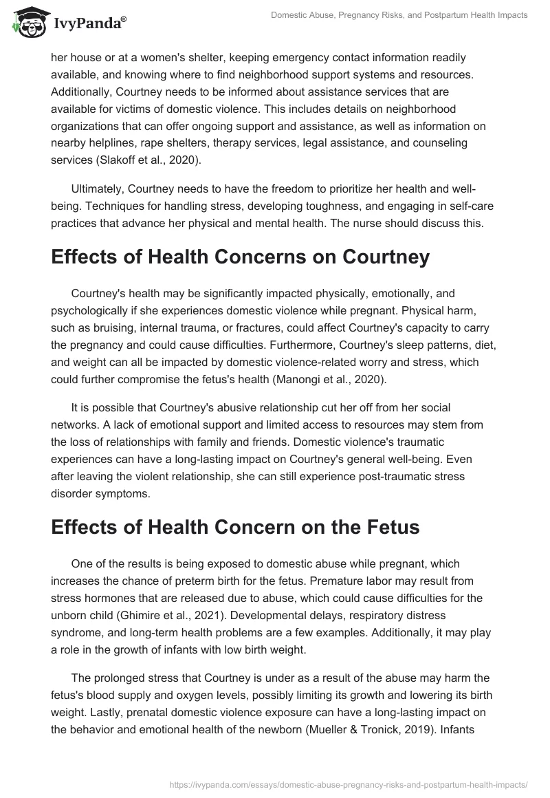 Domestic Abuse, Pregnancy Risks, and Postpartum Health Impacts. Page 2