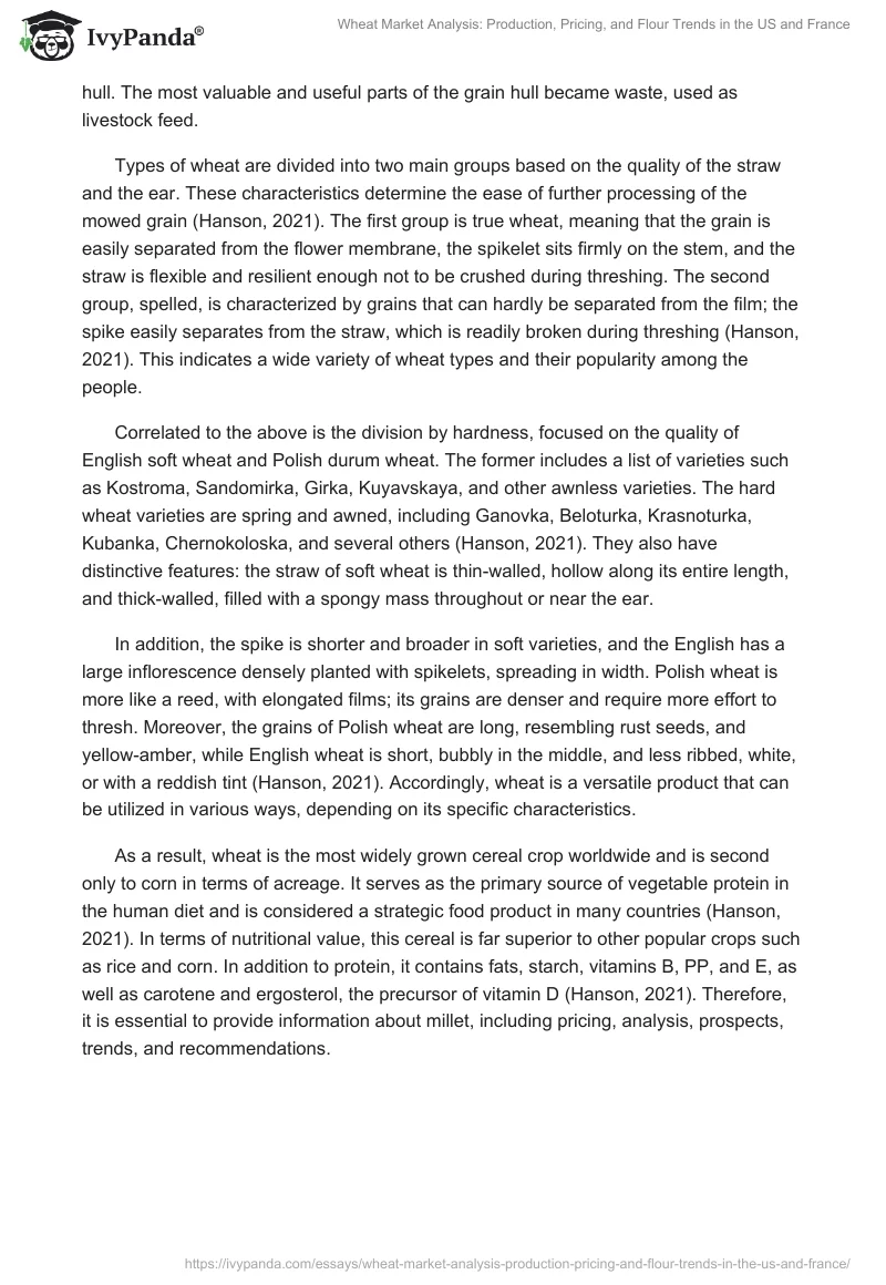Wheat Market Analysis: Production, Pricing, and Flour Trends in the US and France. Page 2