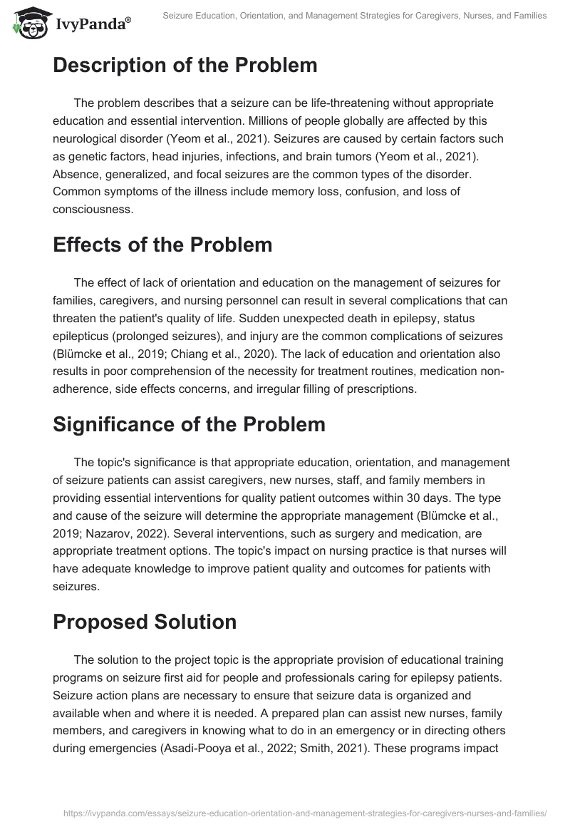 Seizure Education, Orientation, and Management Strategies for Caregivers, Nurses, and Families. Page 2