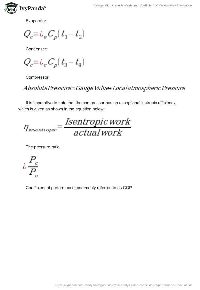 Refrigeration Cycle Analysis and Coefficient of Performance Evaluation. Page 2