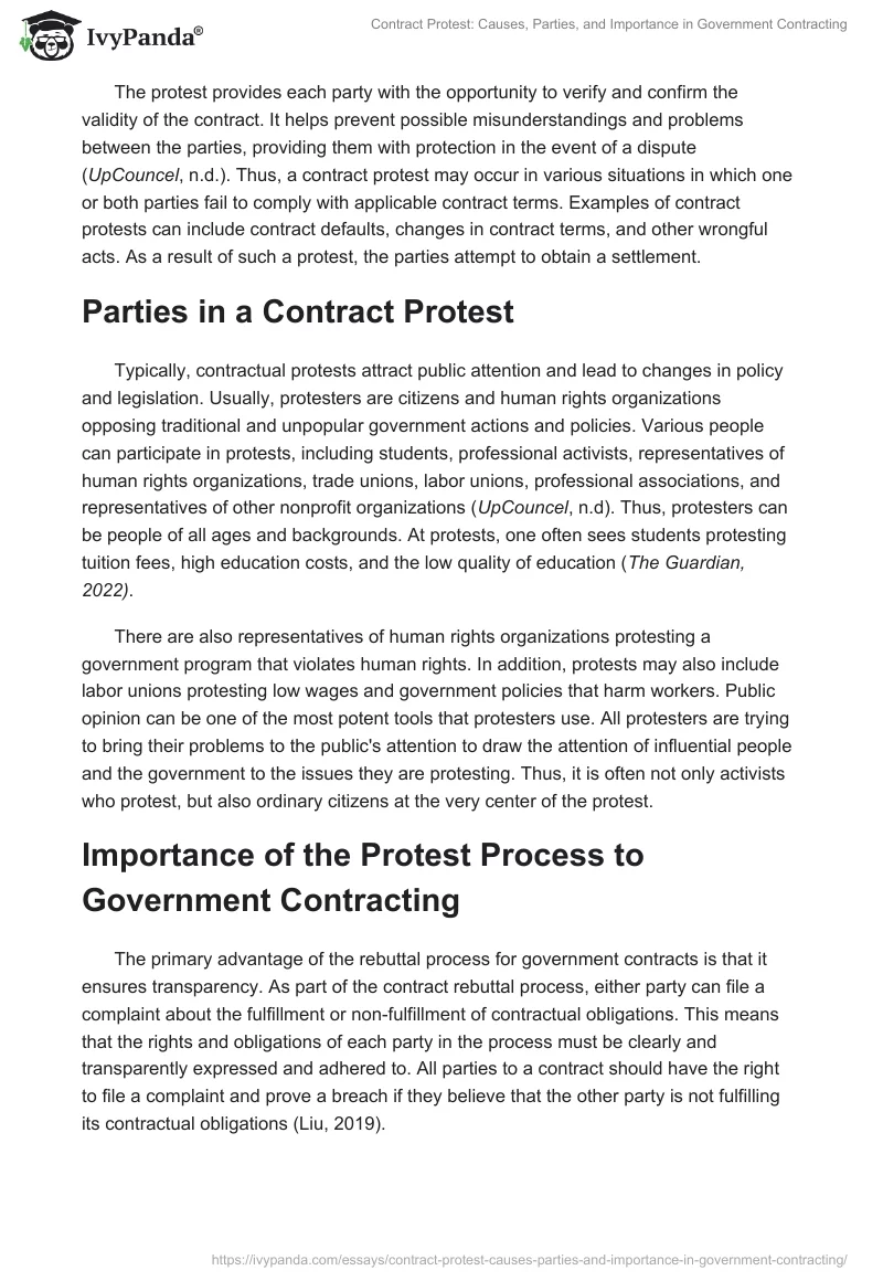 Contract Protest: Causes, Parties, and Importance in Government Contracting. Page 2