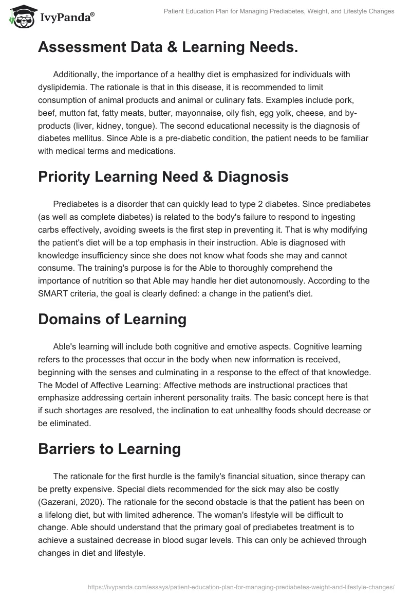 Patient Education Plan for Managing Prediabetes, Weight, and Lifestyle Changes. Page 2