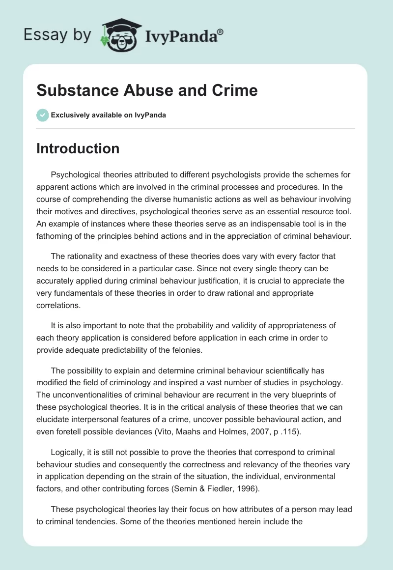 Substance Abuse and Crime. Page 1