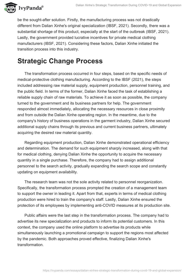 Dalian Xinhe’s Strategic Transformation During COVID-19 and Global Expansion. Page 2