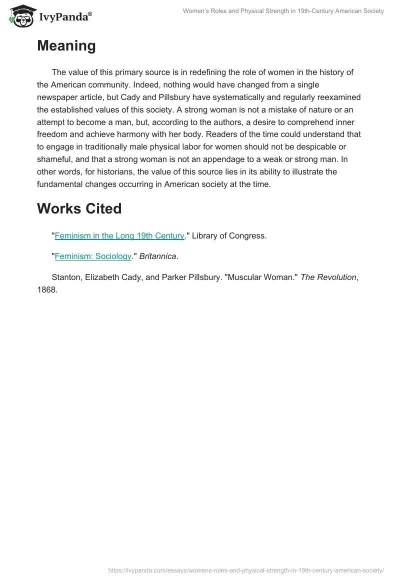 Women’s Roles and Physical Strength in 19th-Century American Society. Page 2