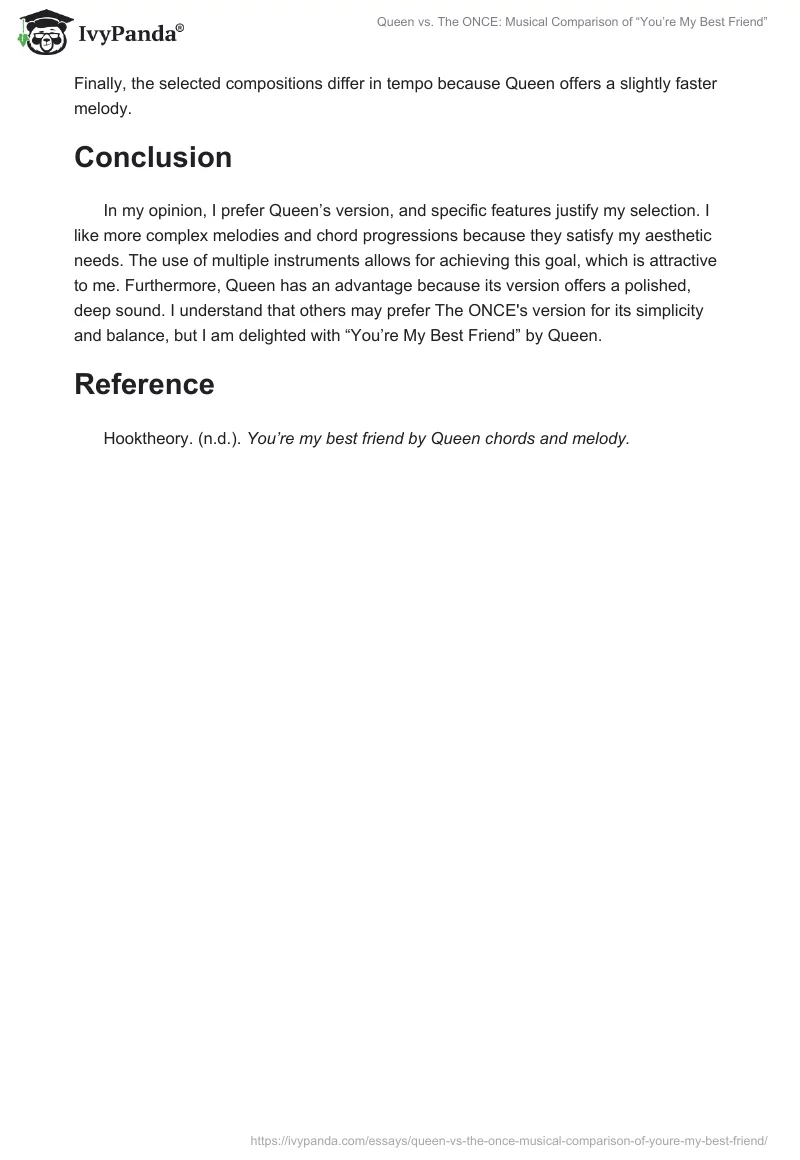 Queen vs. The ONCE: Musical Comparison of “You’re My Best Friend”. Page 2