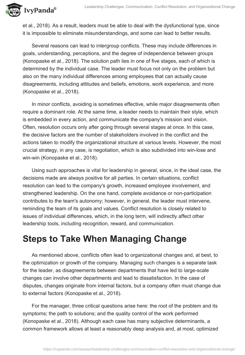 Leadership Challenges: Communication, Conflict Resolution, and Organizational Change. Page 2
