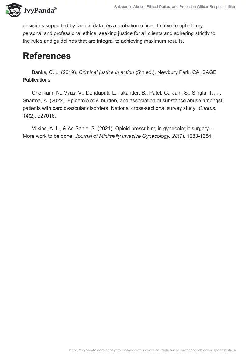Substance Abuse, Ethical Duties, and Probation Officer Responsibilities. Page 2