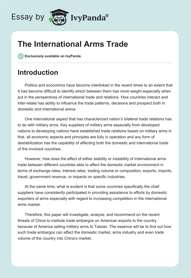 The International Arms Trade. Page 1