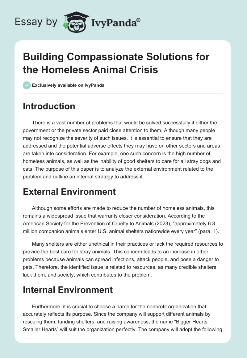 Building Compassionate Solutions for the Homeless Animal Crisis. Page 1