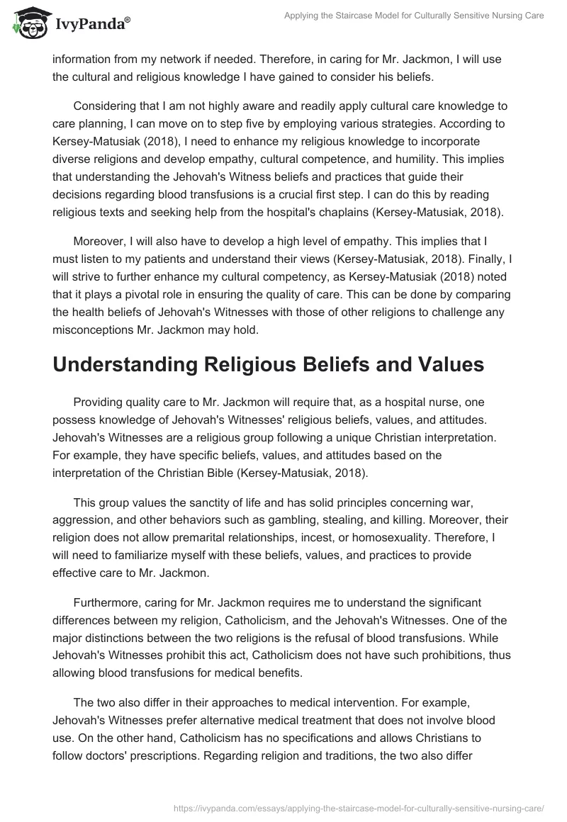 Applying the Staircase Model for Culturally Sensitive Nursing Care. Page 2