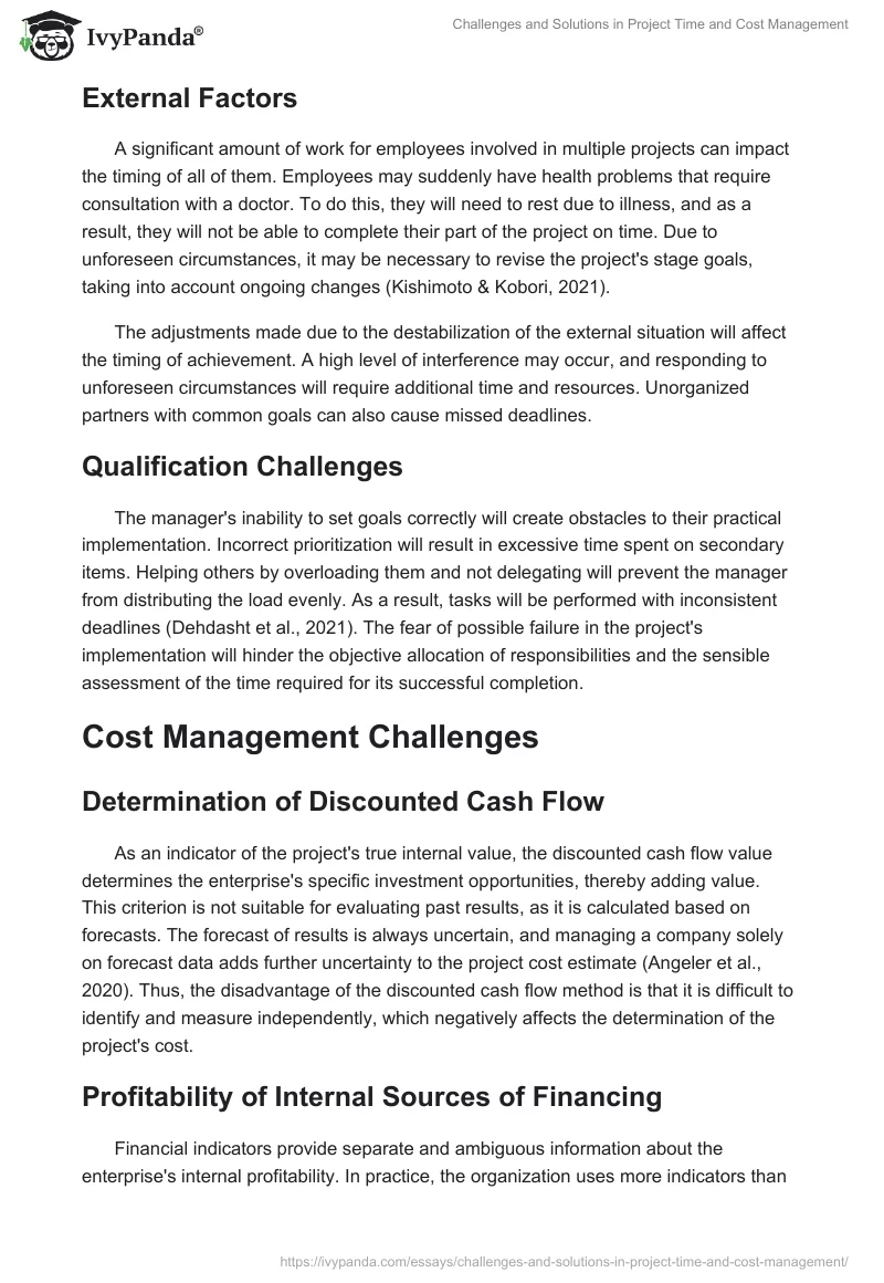 Challenges and Solutions in Project Time and Cost Management. Page 2